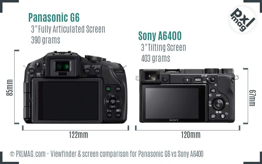 Panasonic G6 vs Sony A6400 Screen and Viewfinder comparison Panasonic G6 vs Sony A6400 Screen and Viewfinder comparison