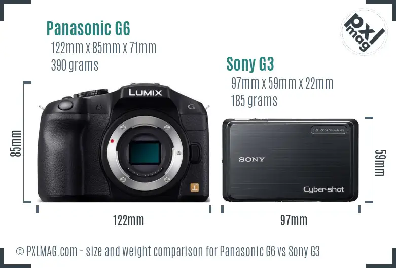 Panasonic G6 vs Sony G3 size comparison