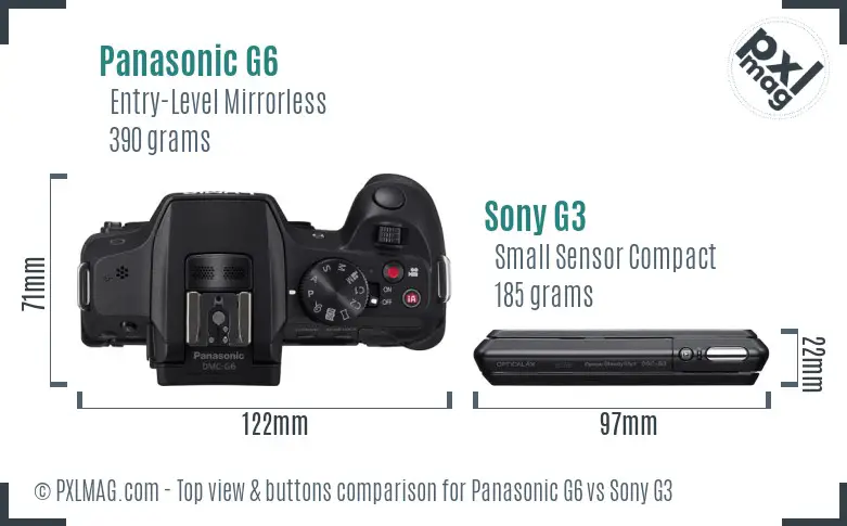 Panasonic G6 vs Sony G3 top view buttons comparison