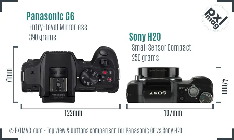 Panasonic G6 vs Sony H20 top view buttons comparison
