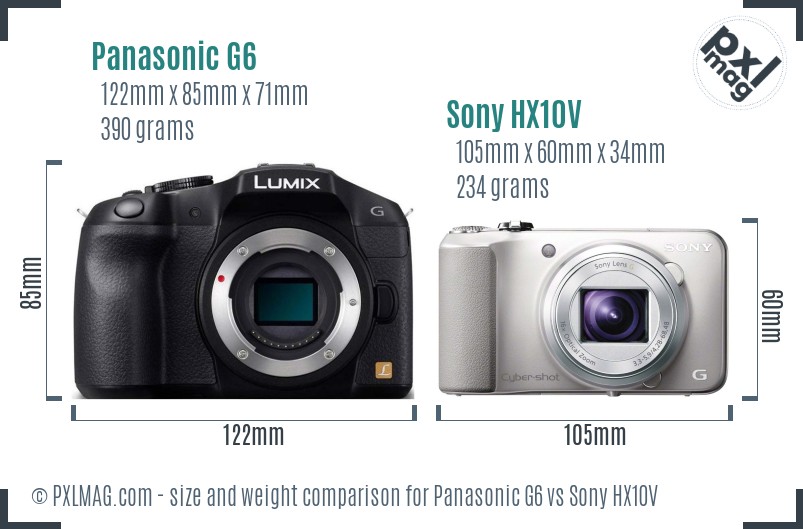 Panasonic G6 vs Sony HX10V size comparison Panasonic G6 vs Sony HX10V size comparison