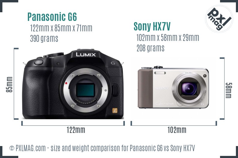 Panasonic G6 vs Sony HX7V size comparison Panasonic G6 vs Sony HX7V size comparison