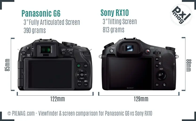 Panasonic G6 vs Sony RX10 Screen and Viewfinder comparison Panasonic G6 vs Sony RX10 Screen and Viewfinder comparison