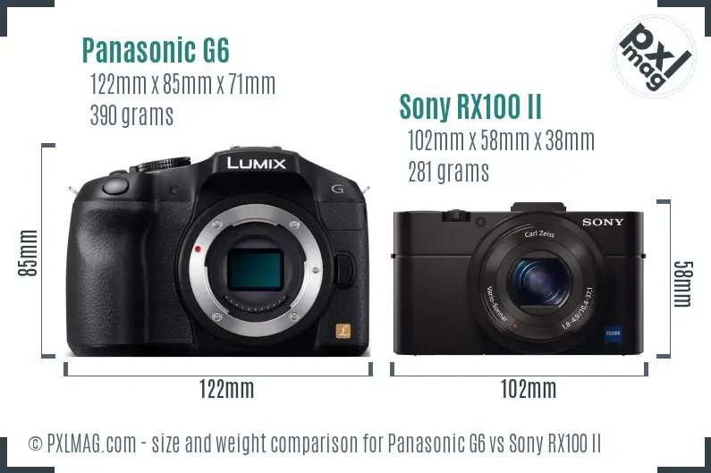 Panasonic G6 vs Sony RX100 II size comparison
