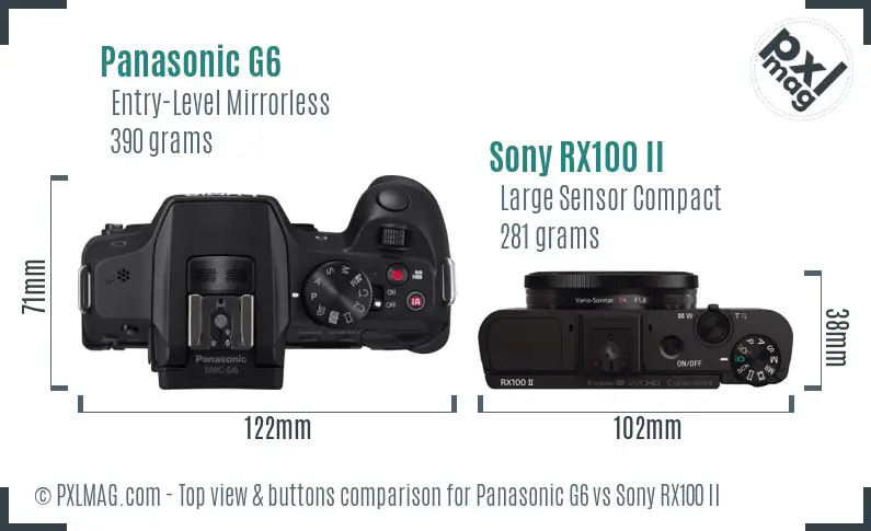 Panasonic G6 vs Sony RX100 II top view buttons comparison