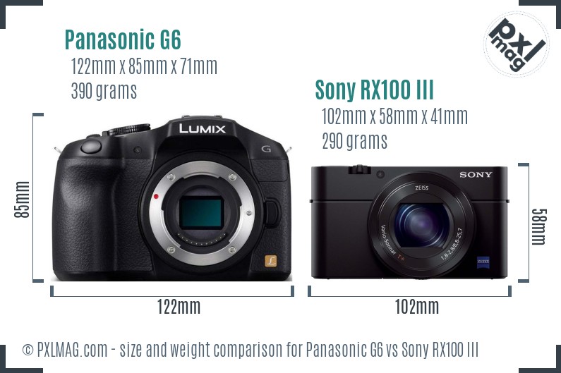 Panasonic G6 vs Sony RX100 III size comparison Panasonic G6 vs Sony RX100 III size comparison