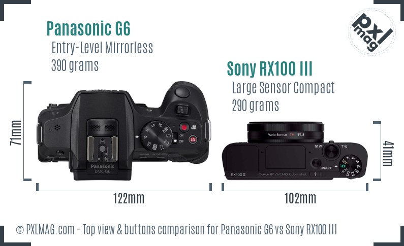 Panasonic G6 vs Sony RX100 III top view buttons comparison