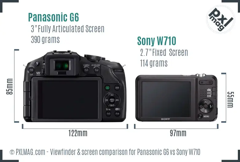 Panasonic G6 vs Sony W710 Screen and Viewfinder comparison Panasonic G6 vs Sony W710 Screen and Viewfinder comparison