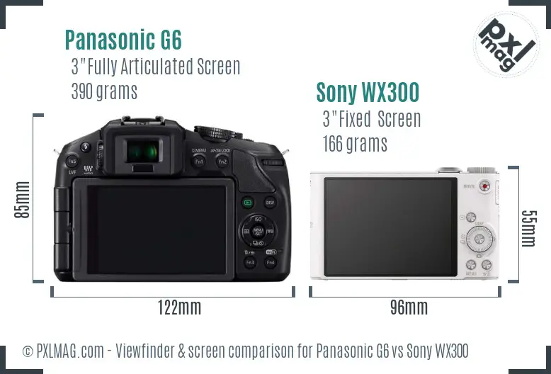 Panasonic G6 vs Sony WX300 Screen and Viewfinder comparison Panasonic G6 vs Sony WX300 Screen and Viewfinder comparison