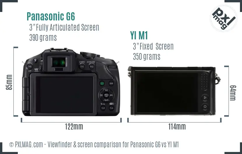 Panasonic G6 vs YI M1 Screen and Viewfinder comparison
