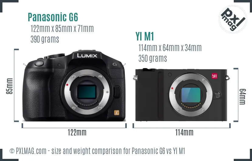 Panasonic G6 vs YI M1 size comparison