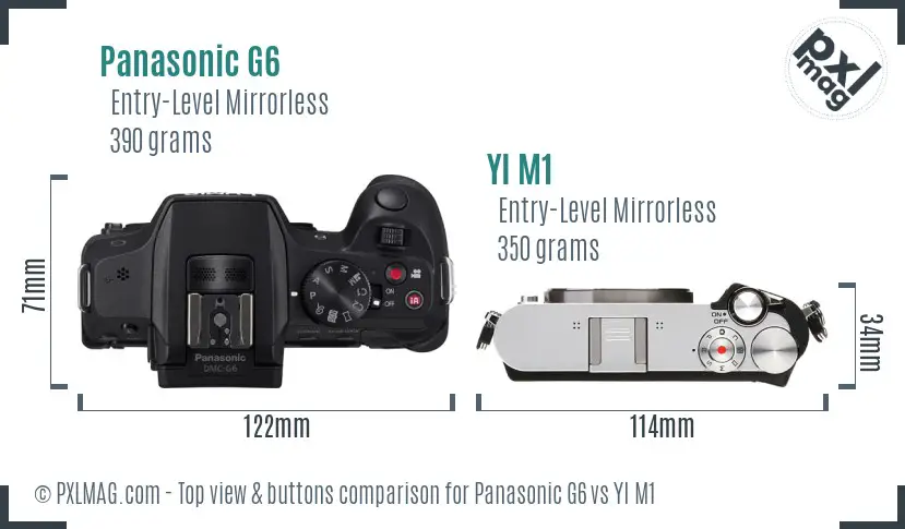 Panasonic G6 vs YI M1 top view buttons comparison