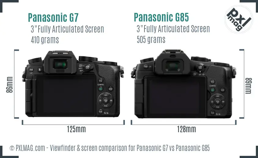 Panasonic G7 vs Panasonic G85 Screen and Viewfinder comparison