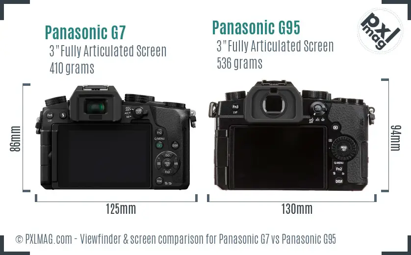 Panasonic G7 vs Panasonic G95 Screen and Viewfinder comparison