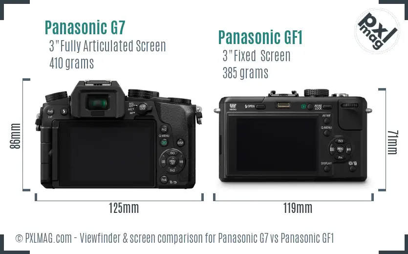 Panasonic G7 vs Panasonic GF1 Screen and Viewfinder comparison