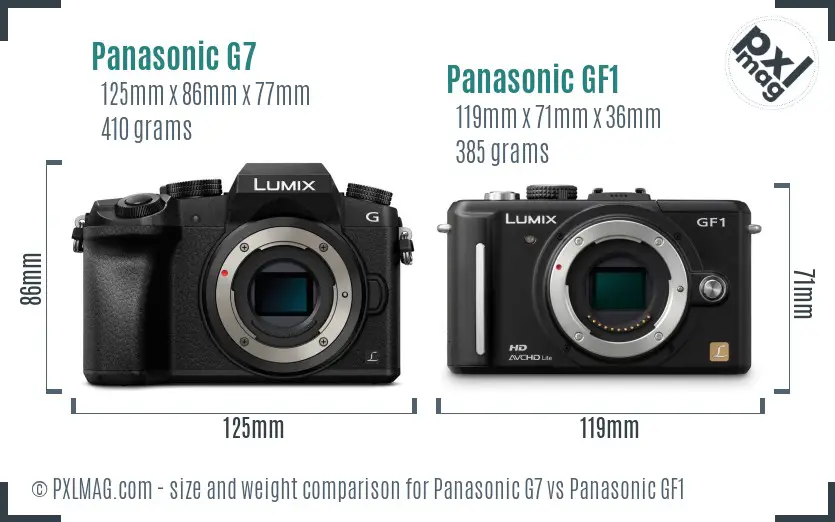 Panasonic G7 vs Panasonic GF1 size comparison