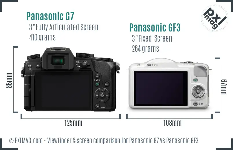 Panasonic G7 vs Panasonic GF3 Screen and Viewfinder comparison