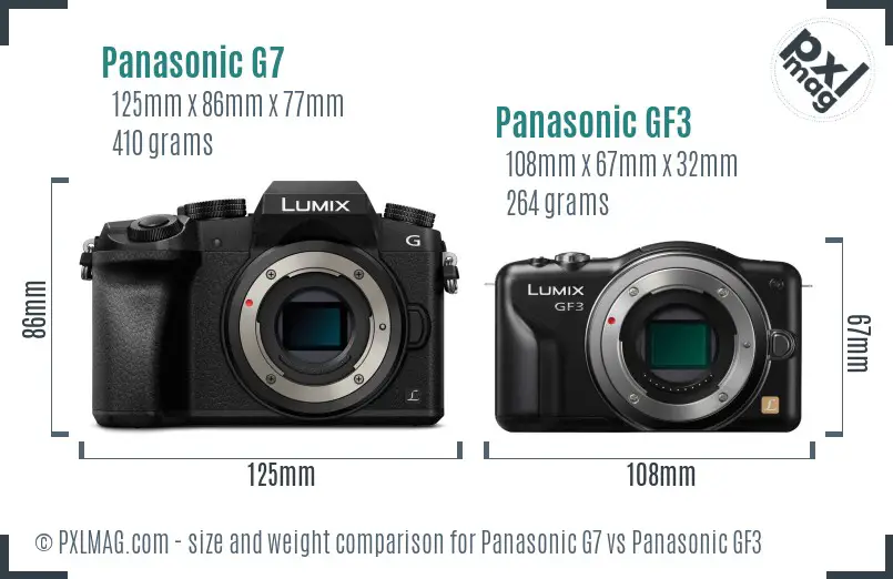 Panasonic G7 vs Panasonic GF3 size comparison