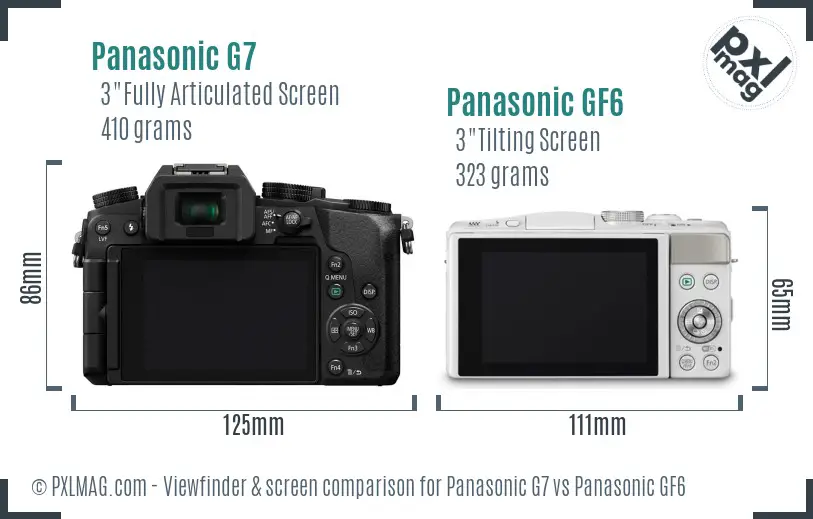 Panasonic G7 vs Panasonic GF6 Screen and Viewfinder comparison