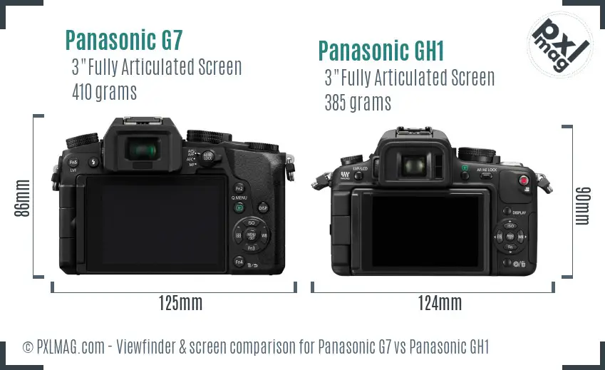 Panasonic G7 vs Panasonic GH1 Screen and Viewfinder comparison