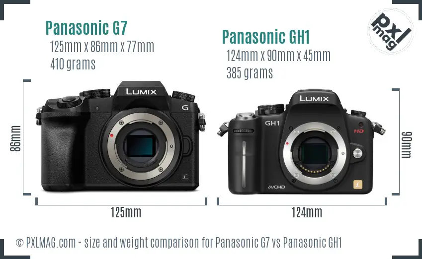 Panasonic G7 vs Panasonic GH1 size comparison