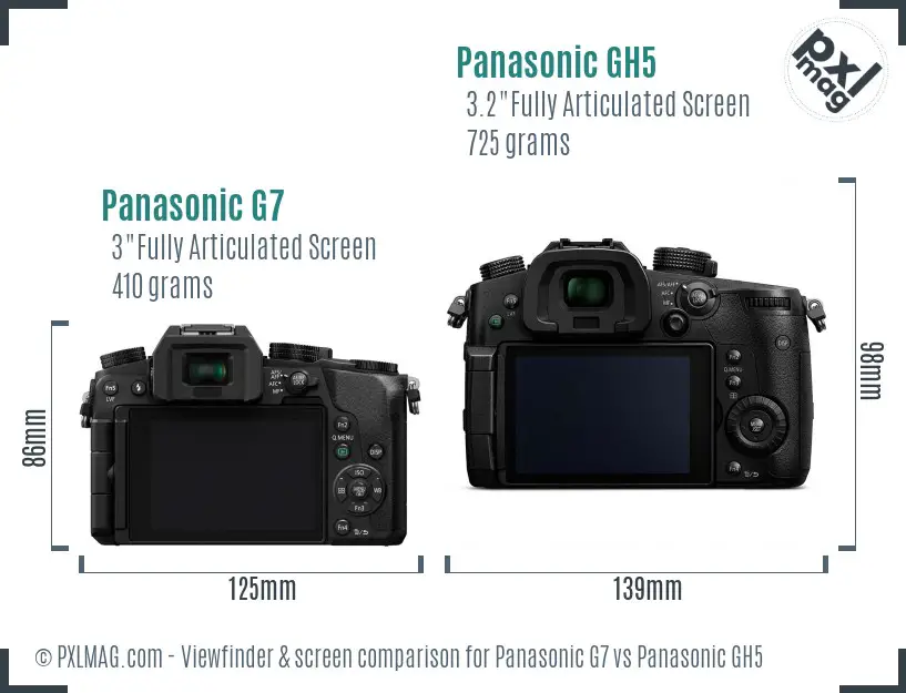 Panasonic G7 vs Panasonic GH5 Screen and Viewfinder comparison