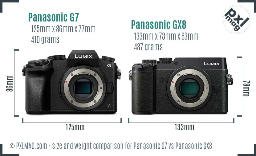 Panasonic G7 vs Panasonic GX8 size comparison