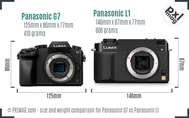 Panasonic G7 vs Panasonic L1 size comparison