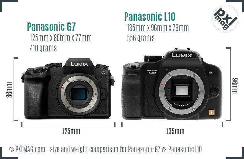 Panasonic G7 vs Panasonic L10 size comparison