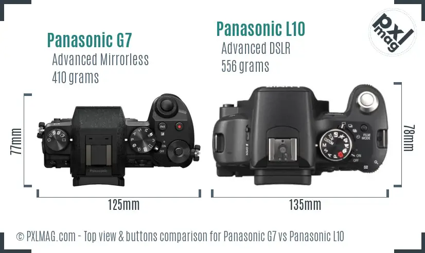 Panasonic G7 vs Panasonic L10 top view buttons comparison