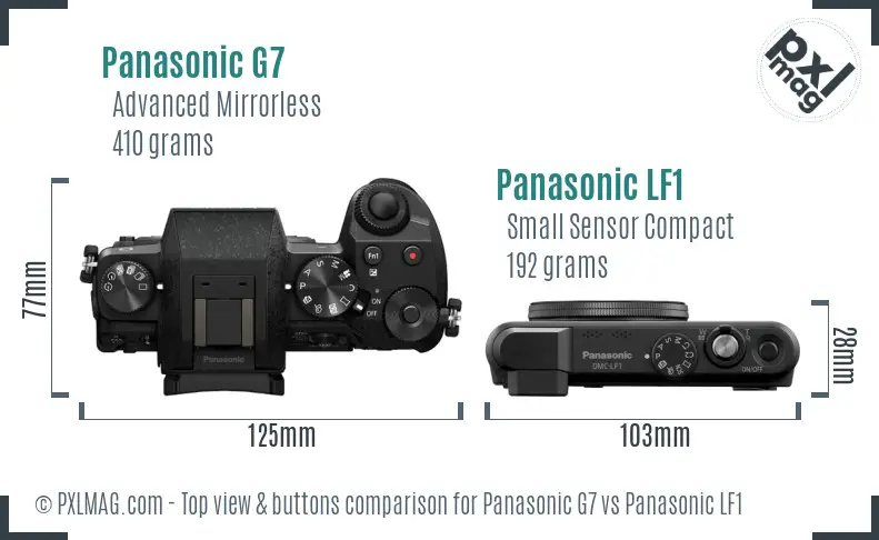Panasonic G7 vs Panasonic LF1 top view buttons comparison