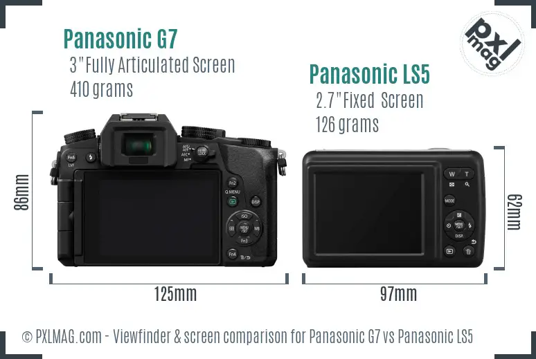 Panasonic G7 vs Panasonic LS5 Screen and Viewfinder comparison