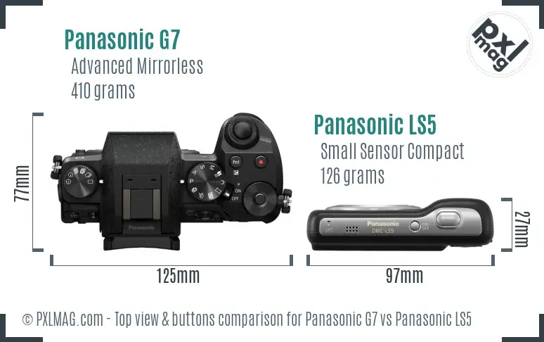 Panasonic G7 vs Panasonic LS5 top view buttons comparison