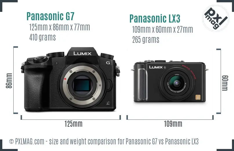 Panasonic G7 vs Panasonic LX3 size comparison