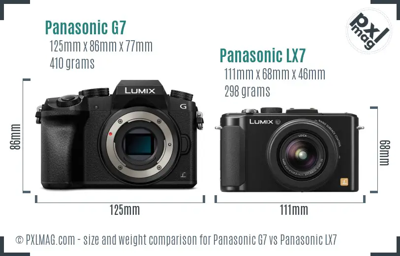 Panasonic G7 vs Panasonic LX7 size comparison