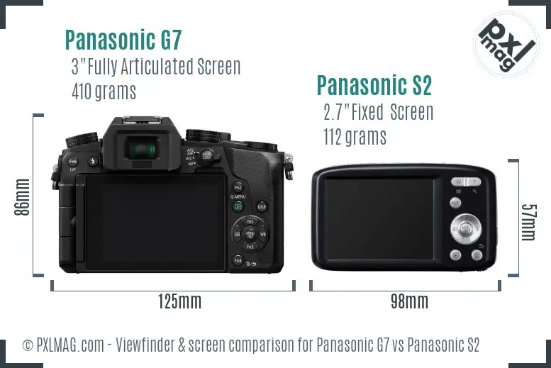 Panasonic G7 vs Panasonic S2 Screen and Viewfinder comparison