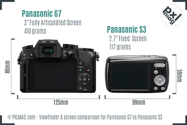 Panasonic G7 vs Panasonic S3 Screen and Viewfinder comparison