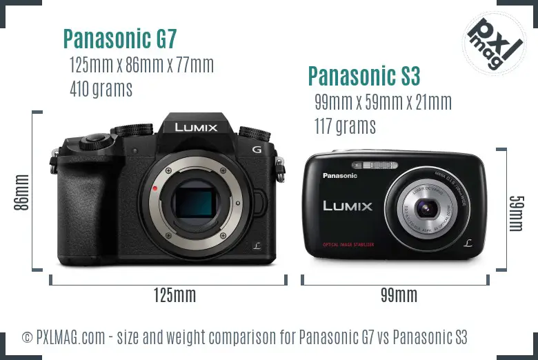 Panasonic G7 vs Panasonic S3 size comparison