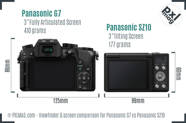 Panasonic G7 vs Panasonic SZ10 Screen and Viewfinder comparison