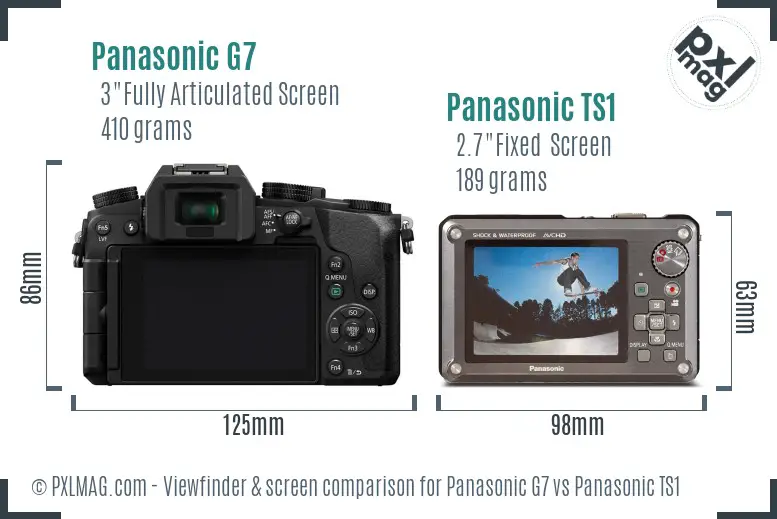 Panasonic G7 vs Panasonic TS1 Screen and Viewfinder comparison