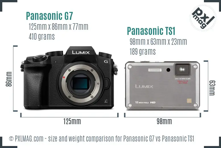 Panasonic G7 vs Panasonic TS1 size comparison