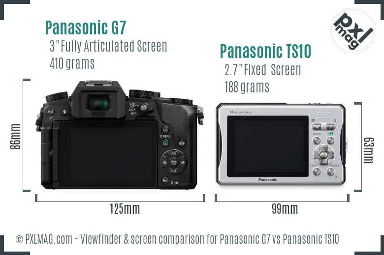 Panasonic G7 vs Panasonic TS10 Screen and Viewfinder comparison