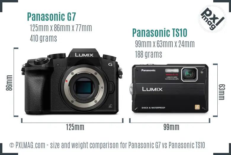 Panasonic G7 vs Panasonic TS10 size comparison