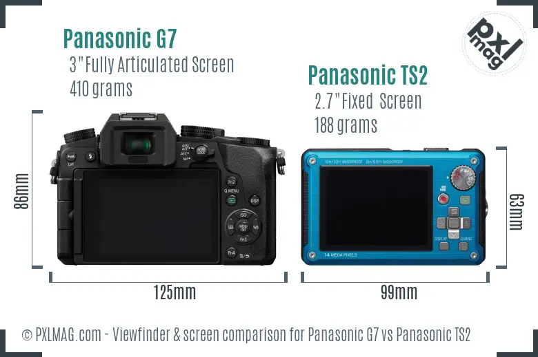 Panasonic G7 vs Panasonic TS2 Screen and Viewfinder comparison