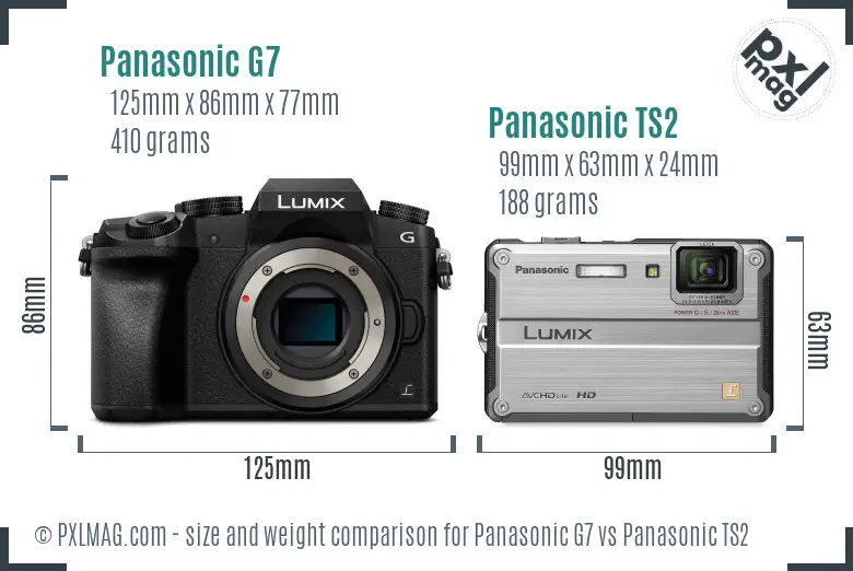 Panasonic G7 vs Panasonic TS2 size comparison
