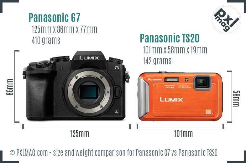 Panasonic G7 vs Panasonic TS20 size comparison