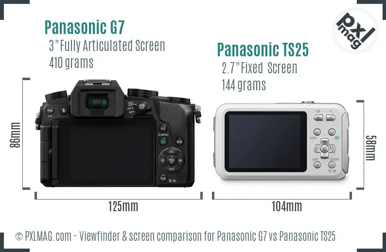 Panasonic G7 vs Panasonic TS25 Screen and Viewfinder comparison