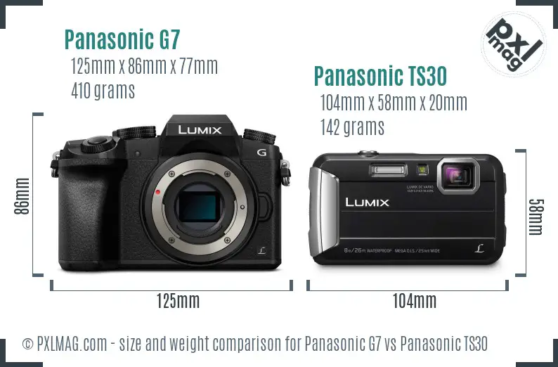 Panasonic G7 vs Panasonic TS30 size comparison