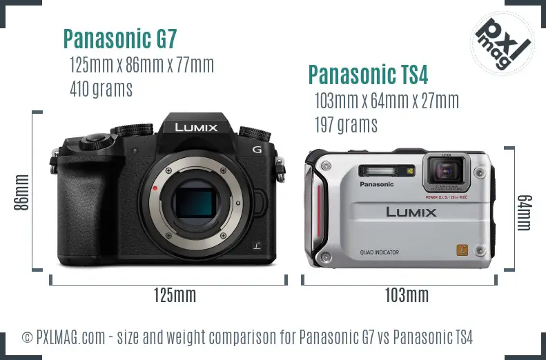 Panasonic G7 vs Panasonic TS4 size comparison