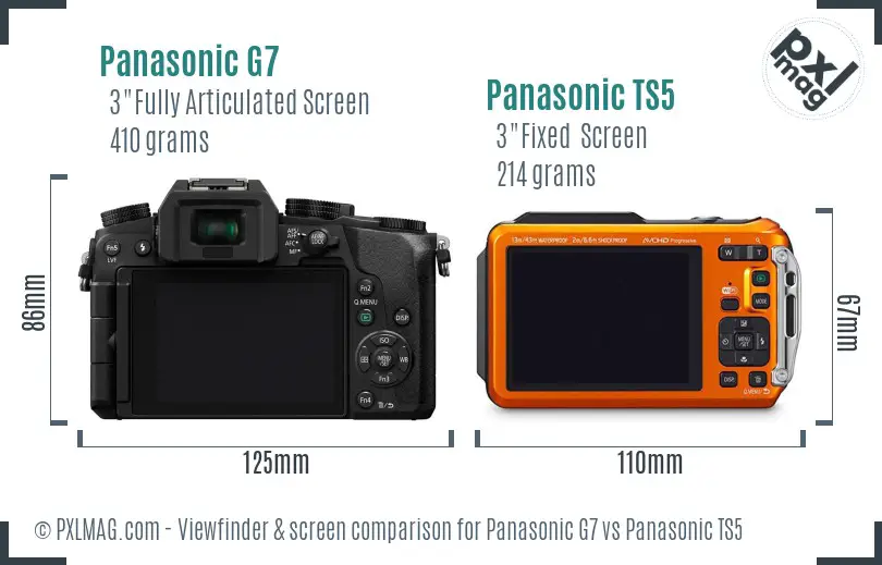 Panasonic G7 vs Panasonic TS5 Screen and Viewfinder comparison